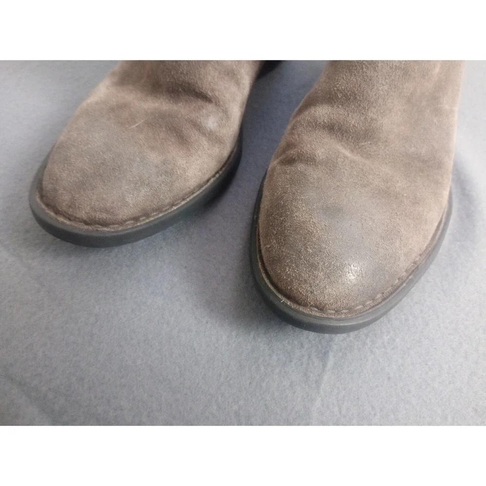Born Womens Brown Gray Distressed Suede Ankle Boots Size 8.5M Western Block Heel